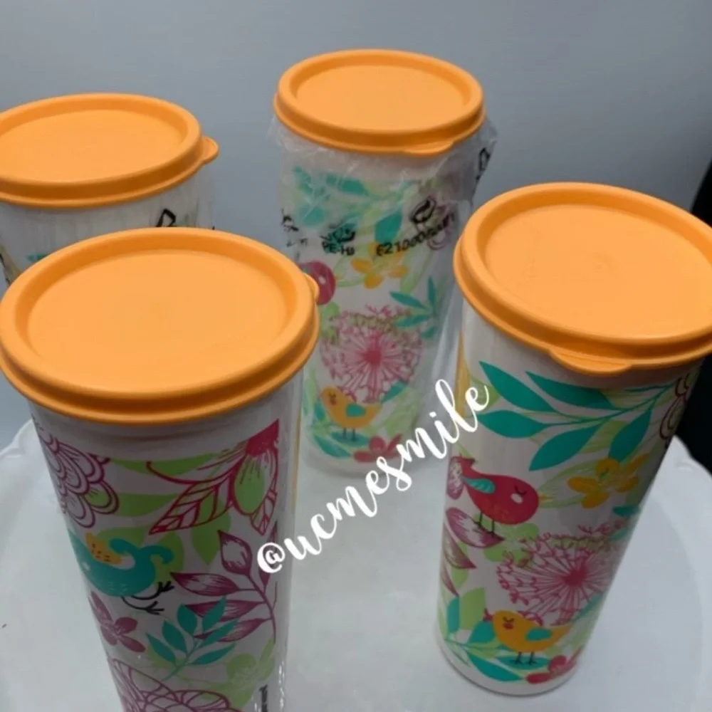 Tupperware Maravilla Birdie Tumbler Set of 4 with Flat Seals - Picture 3 of 5